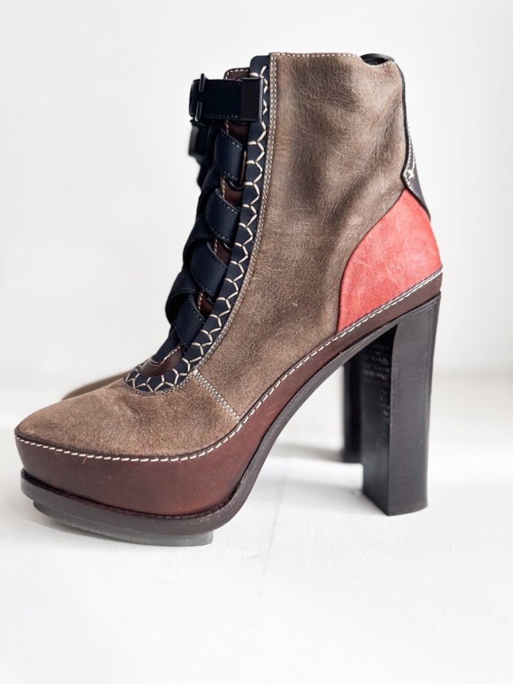 Rag and Bone Multicolor Block Heel Lace up Booties 39 - Picture 5 of 10
